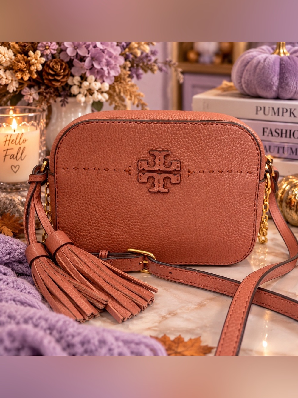 Tory Burch Brown Boho McGraw Camera Tassel Crossbody Bag